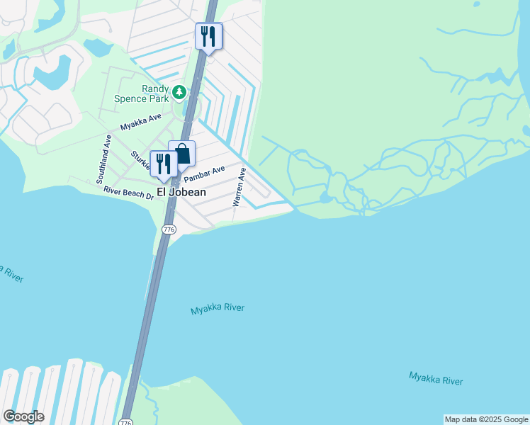 map of restaurants, bars, coffee shops, grocery stores, and more near 14555 Armada Road in Port Charlotte