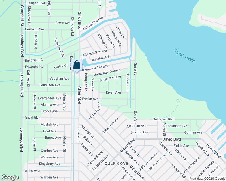 map of restaurants, bars, coffee shops, grocery stores, and more near 4384 McLean Terrace in Port Charlotte
