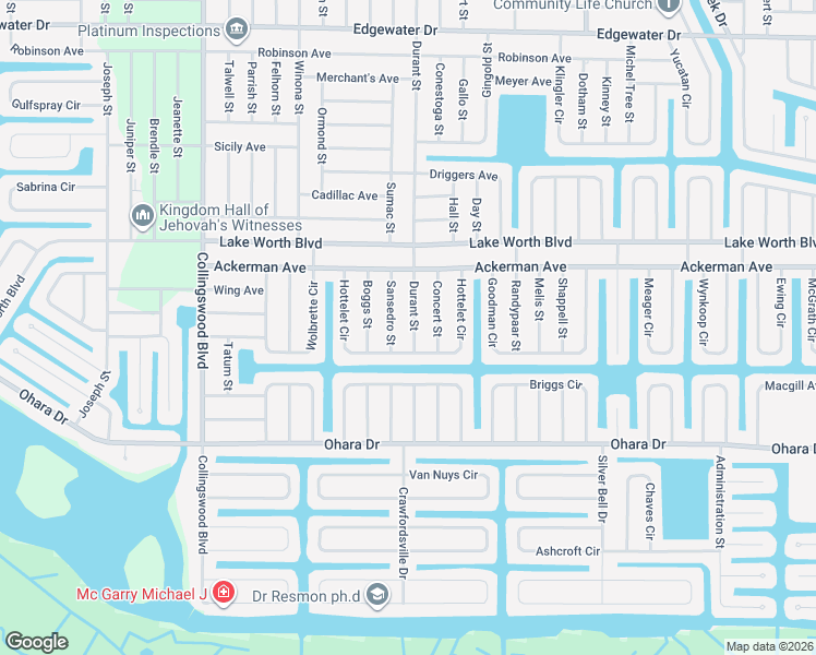 map of restaurants, bars, coffee shops, grocery stores, and more near 4362 Durant Street in Port Charlotte