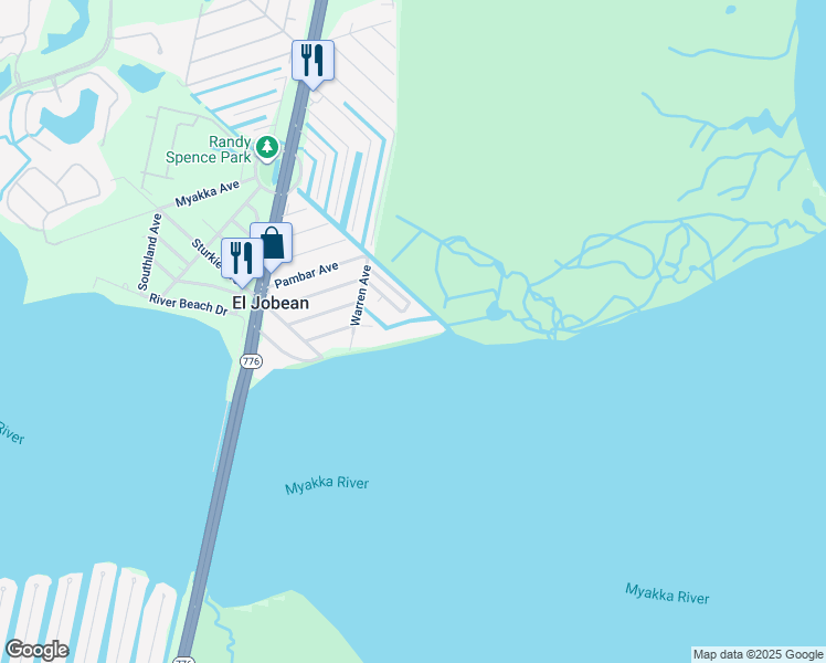 map of restaurants, bars, coffee shops, grocery stores, and more near 14584 Frizzell Road in Port Charlotte