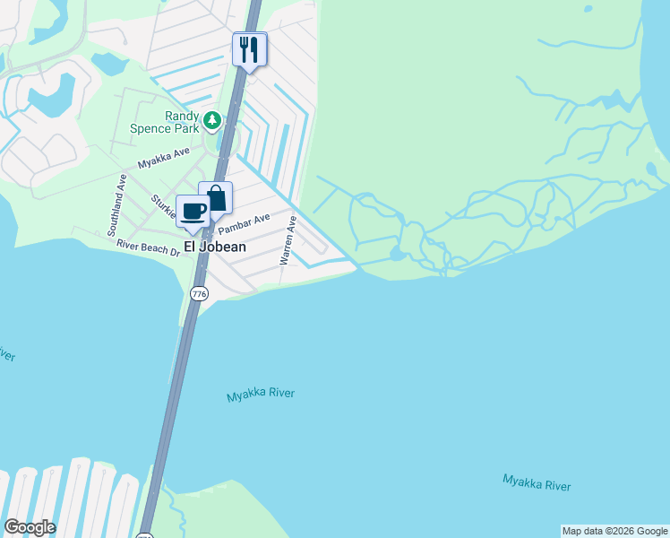 map of restaurants, bars, coffee shops, grocery stores, and more near 4410 Warren Avenue in Port Charlotte