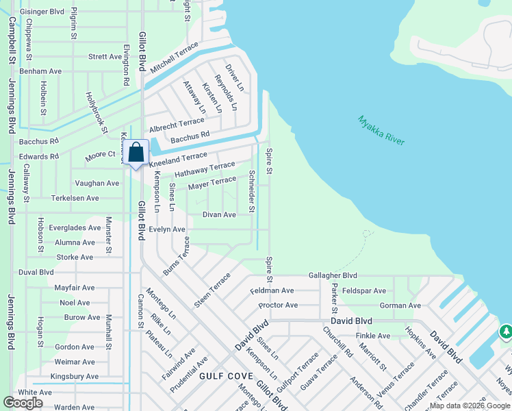 map of restaurants, bars, coffee shops, grocery stores, and more near 4379 Schneider Street in Port Charlotte