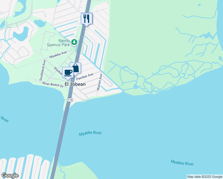 map of restaurants, bars, coffee shops, grocery stores, and more near 14555 Armada Road in Port Charlotte