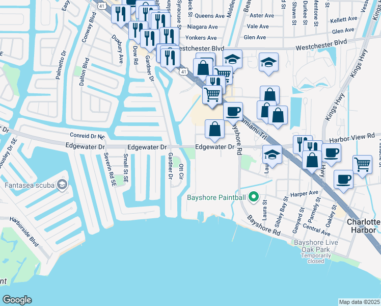 map of restaurants, bars, coffee shops, grocery stores, and more near 4301 Lister Street in Port Charlotte