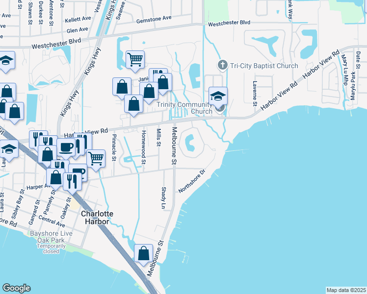 map of restaurants, bars, coffee shops, grocery stores, and more near 23465 Harbor View Road in Port Charlotte