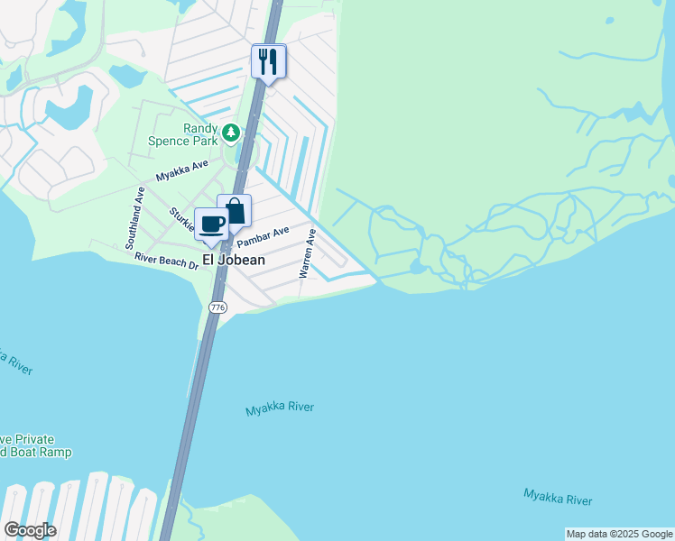 map of restaurants, bars, coffee shops, grocery stores, and more near 14555 Armada Road in Port Charlotte
