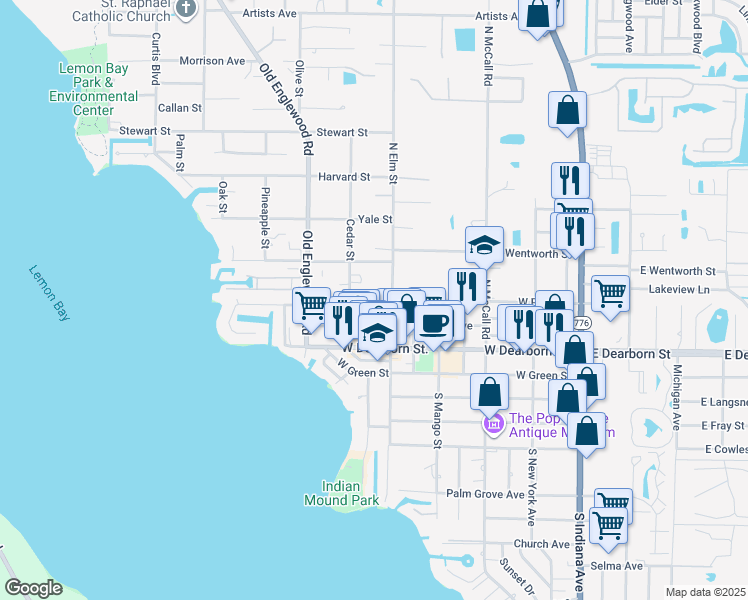 map of restaurants, bars, coffee shops, grocery stores, and more near 440 West Perry Street in Englewood