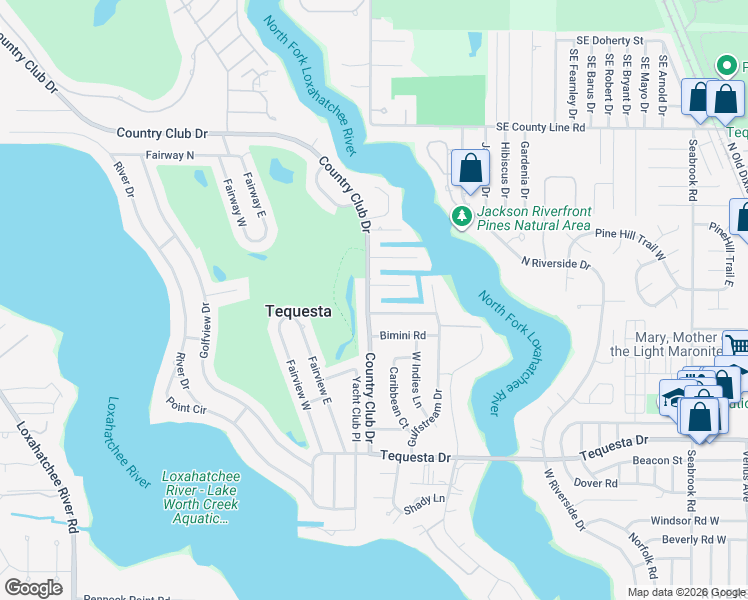 map of restaurants, bars, coffee shops, grocery stores, and more near 148 Country Club Drive in Jupiter