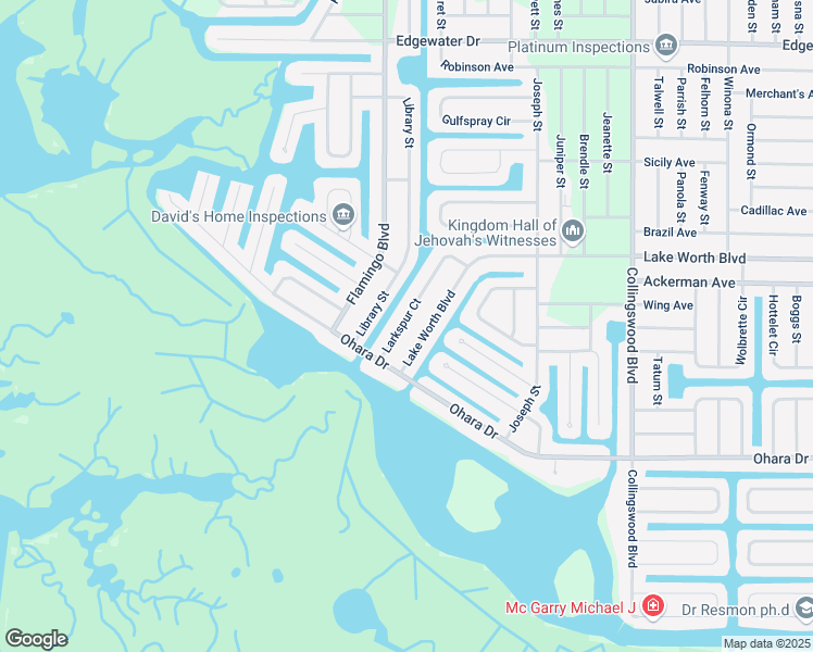 map of restaurants, bars, coffee shops, grocery stores, and more near 4476 Larkspur Court in Port Charlotte