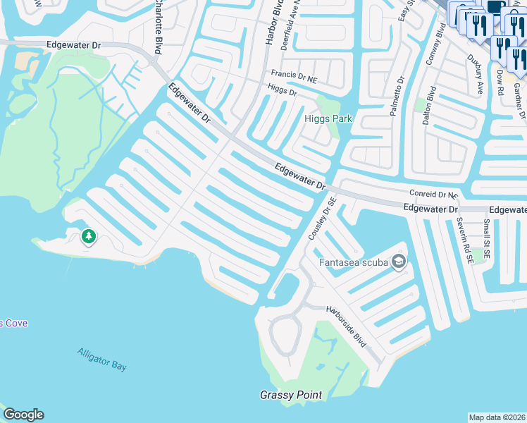 map of restaurants, bars, coffee shops, grocery stores, and more near 133 Peckham Street Southeast in Port Charlotte