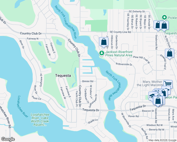 map of restaurants, bars, coffee shops, grocery stores, and more near 24 Leeward Circle in Jupiter