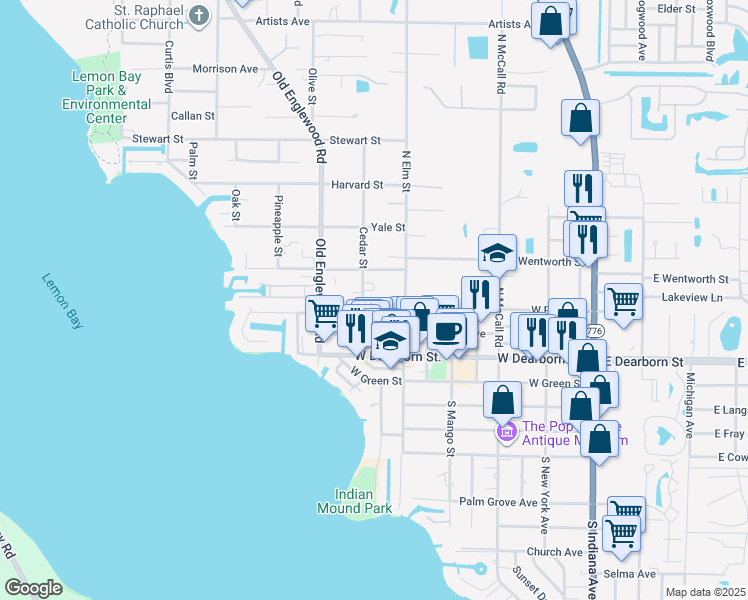map of restaurants, bars, coffee shops, grocery stores, and more near 440 West Perry Street in Englewood