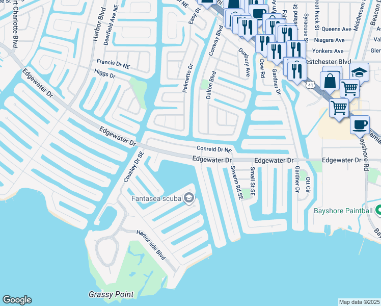 map of restaurants, bars, coffee shops, grocery stores, and more near 819 Conreid Drive Northeast in Port Charlotte