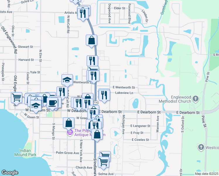 map of restaurants, bars, coffee shops, grocery stores, and more near 76 East Wentworth Street in Englewood