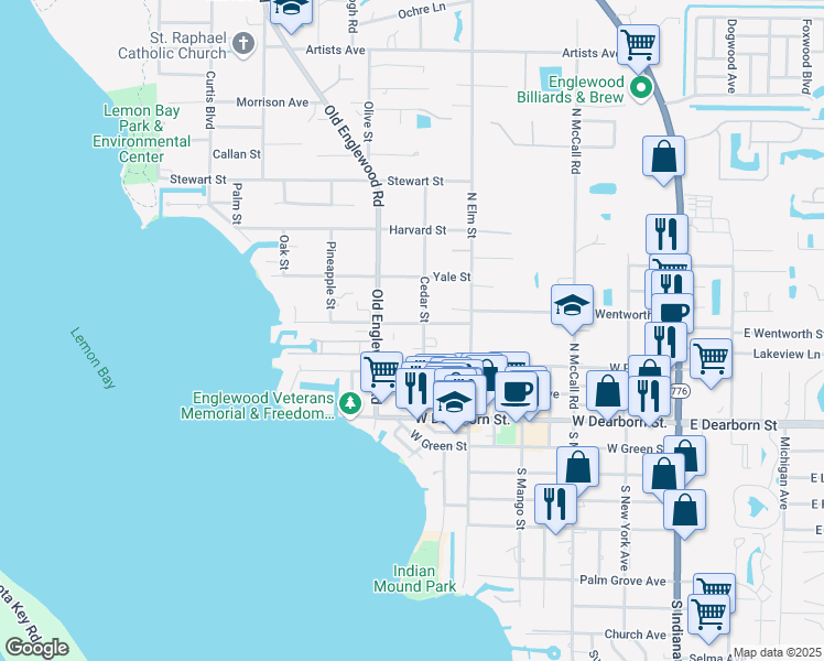 map of restaurants, bars, coffee shops, grocery stores, and more near 551 West Wentworth Street in Englewood