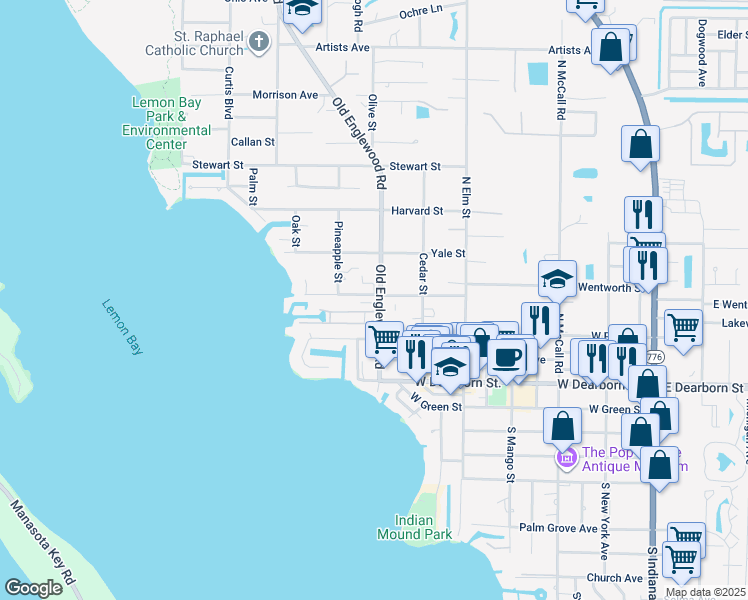 map of restaurants, bars, coffee shops, grocery stores, and more near 611 West Wentworth Street in Englewood