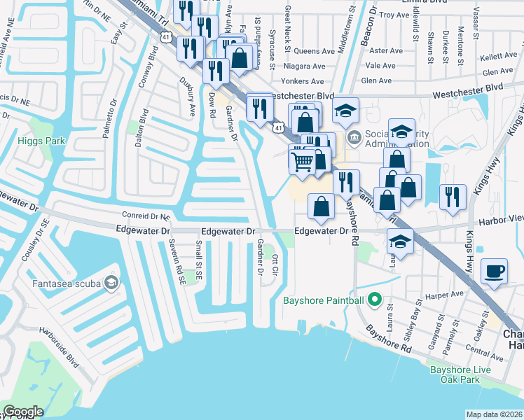 map of restaurants, bars, coffee shops, grocery stores, and more near 4246 Gardner Drive in Port Charlotte
