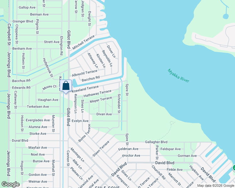 map of restaurants, bars, coffee shops, grocery stores, and more near 12492 Mayer Terrace in Port Charlotte