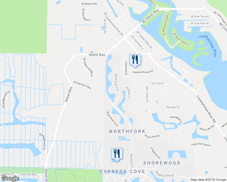 map of restaurants, bars, coffee shops, grocery stores, and more near 20 Victorian Lane in Jupiter