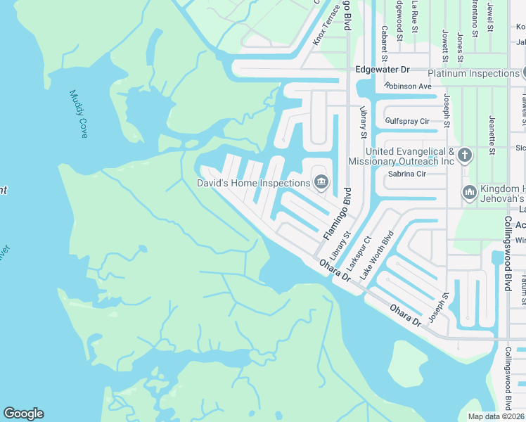 map of restaurants, bars, coffee shops, grocery stores, and more near 4281 Beach View Court in Port Charlotte
