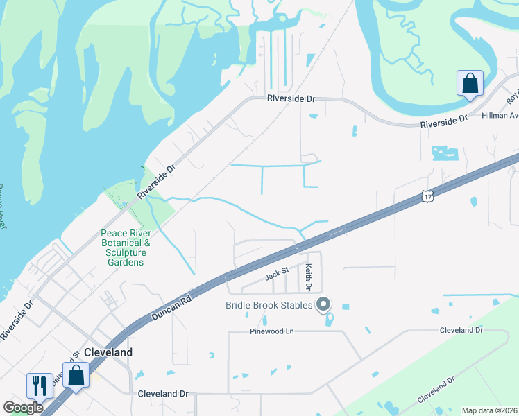 map of restaurants, bars, coffee shops, grocery stores, and more near 6359 Riverside Drive in Punta Gorda
