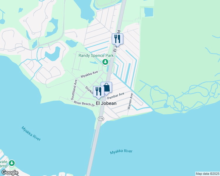 map of restaurants, bars, coffee shops, grocery stores, and more near 14393 Boston Road in Port Charlotte
