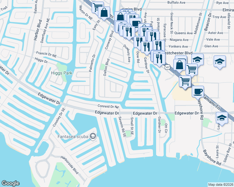 map of restaurants, bars, coffee shops, grocery stores, and more near 760 Floral Lane in Port Charlotte