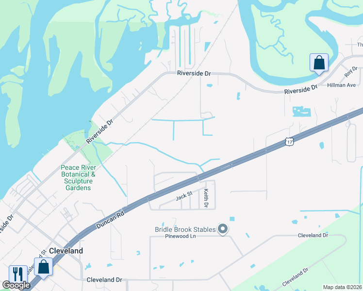 map of restaurants, bars, coffee shops, grocery stores, and more near 233 Riverclub Court in Punta Gorda