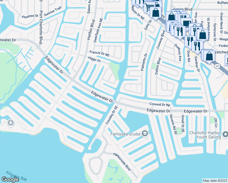map of restaurants, bars, coffee shops, grocery stores, and more near 103 Dowling Avenue Northeast in Port Charlotte