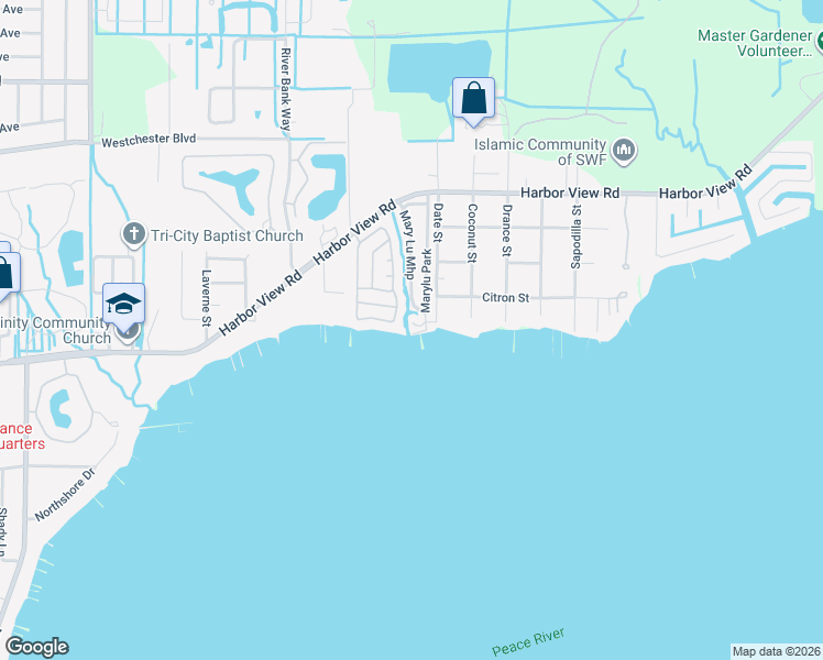 map of restaurants, bars, coffee shops, grocery stores, and more near 106 Mary Lu Mobile Home Park in Punta Gorda