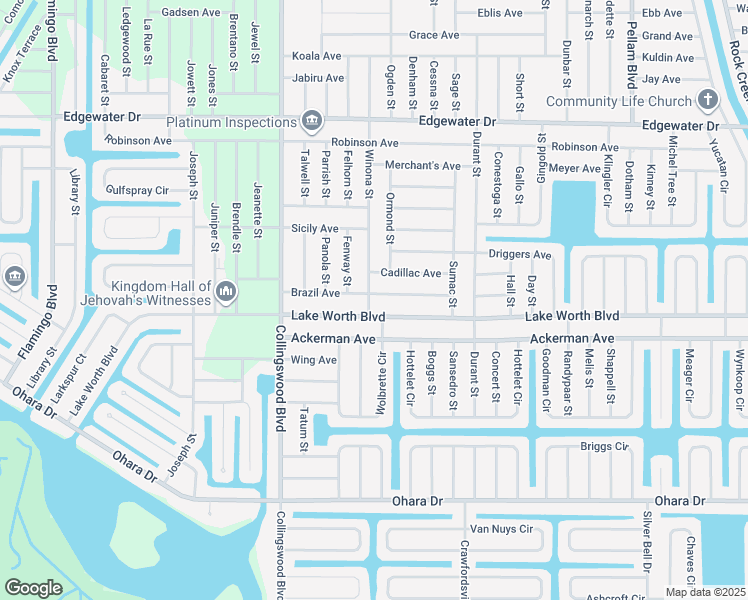 map of restaurants, bars, coffee shops, grocery stores, and more near 18131 Brazil Avenue in Port Charlotte