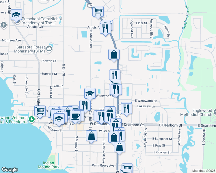 map of restaurants, bars, coffee shops, grocery stores, and more near 73 Englewood Heights Road in Englewood