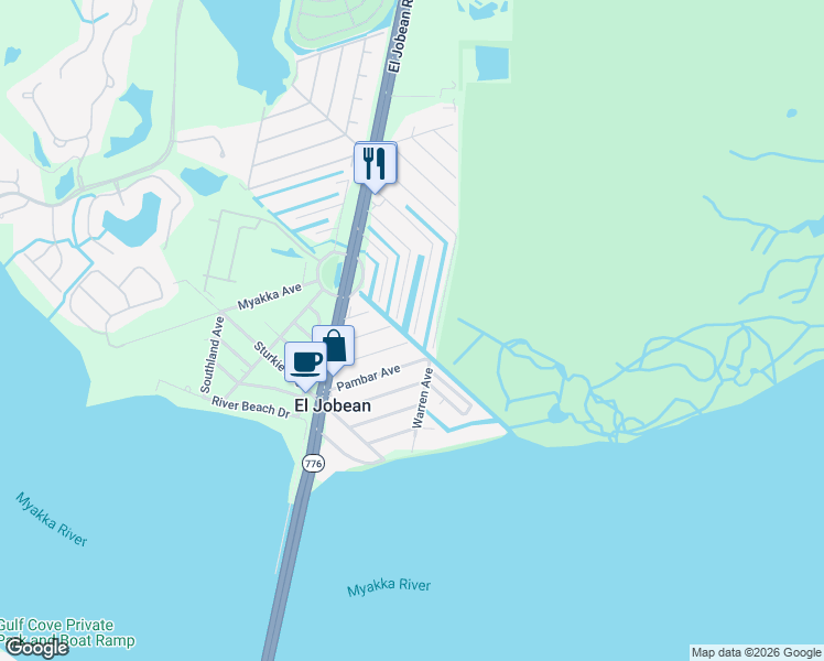 map of restaurants, bars, coffee shops, grocery stores, and more near 4297 Nettle Road in Port Charlotte