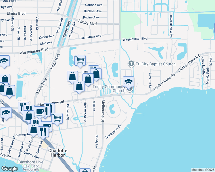 map of restaurants, bars, coffee shops, grocery stores, and more near 23450 Charleston Cay in Punta Gorda