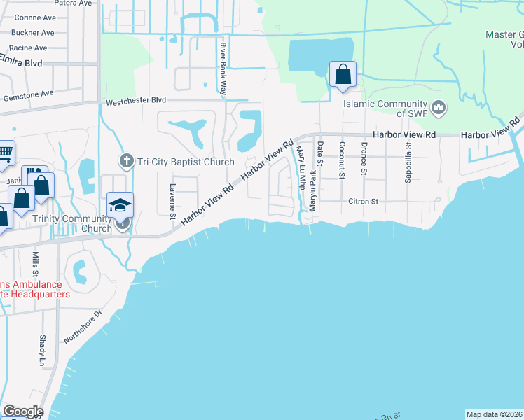 map of restaurants, bars, coffee shops, grocery stores, and more near 1 Harborview Mobile Home Park in Punta Gorda