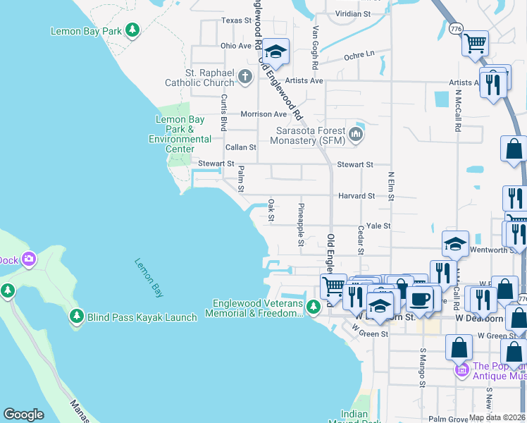 map of restaurants, bars, coffee shops, grocery stores, and more near 865 Harvard Street in Englewood