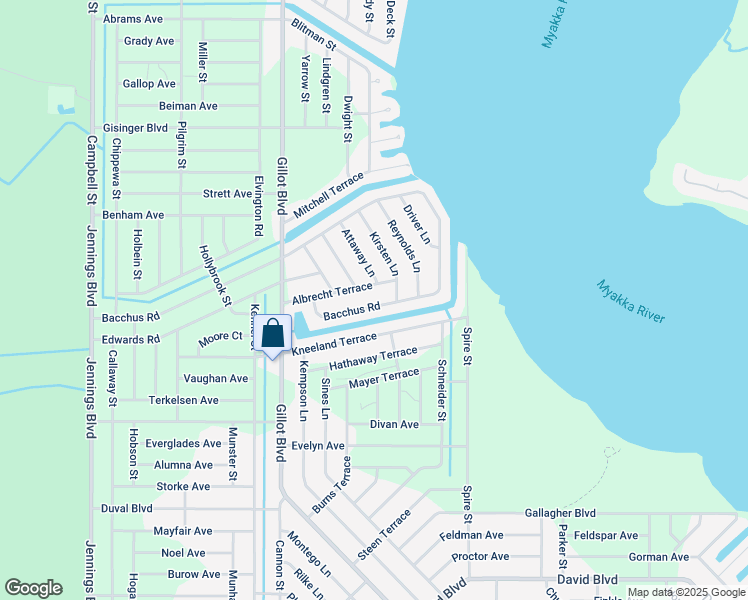 map of restaurants, bars, coffee shops, grocery stores, and more near 12395 Albrecht Terrace in Port Charlotte