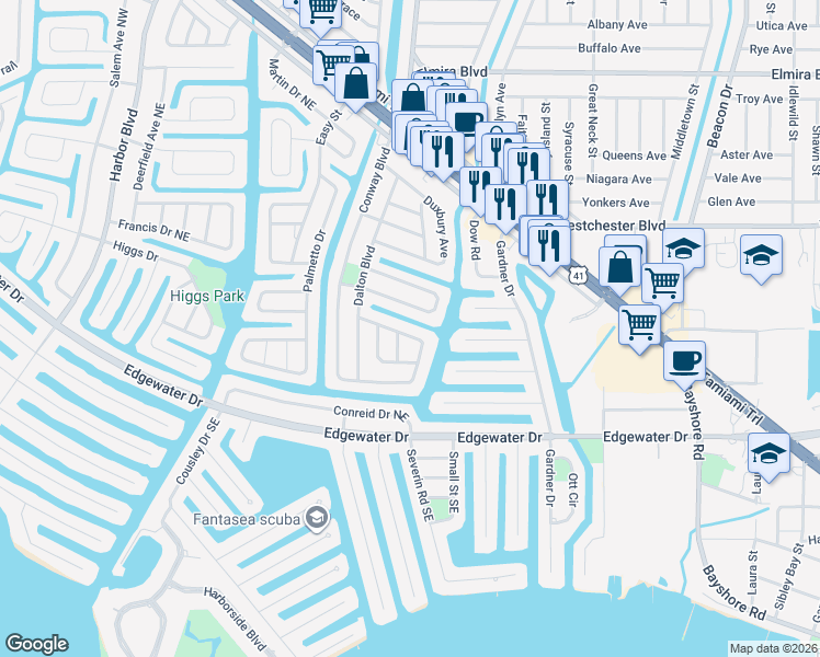 map of restaurants, bars, coffee shops, grocery stores, and more near 4419 Conway Boulevard in Port Charlotte