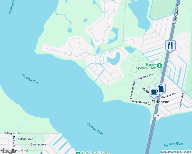 map of restaurants, bars, coffee shops, grocery stores, and more near 14042 Royal Pointe Drive in Port Charlotte