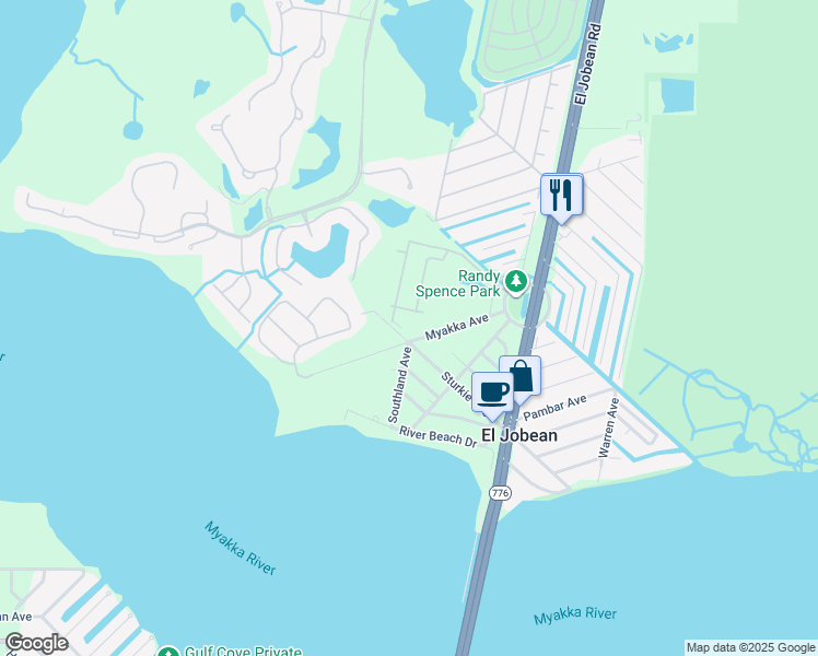 map of restaurants, bars, coffee shops, grocery stores, and more near 4320 Tree Tops Drive in Port Charlotte