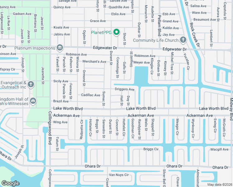 map of restaurants, bars, coffee shops, grocery stores, and more near 18279 Driggers Avenue in Port Charlotte