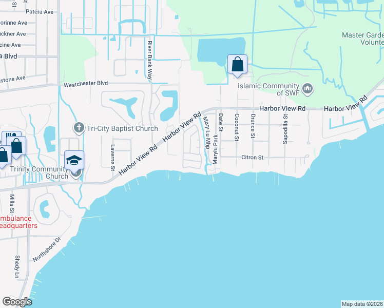 map of restaurants, bars, coffee shops, grocery stores, and more near 1 Harborview Mobile Home Park in Punta Gorda