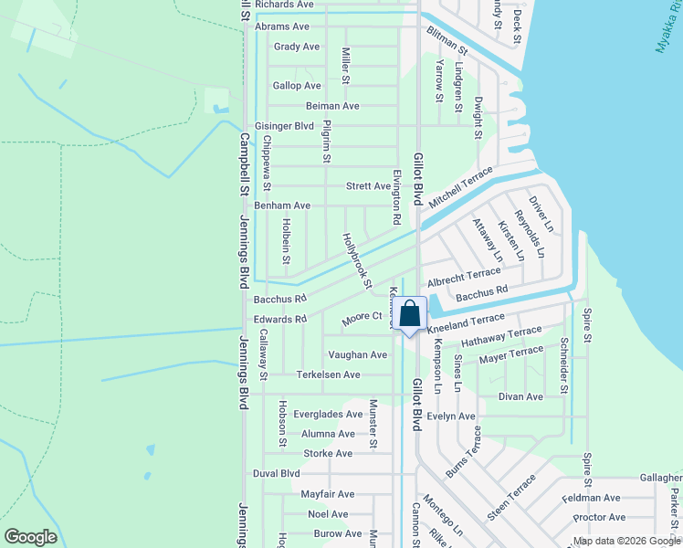 map of restaurants, bars, coffee shops, grocery stores, and more near 12156 Bacchus Road in Port Charlotte