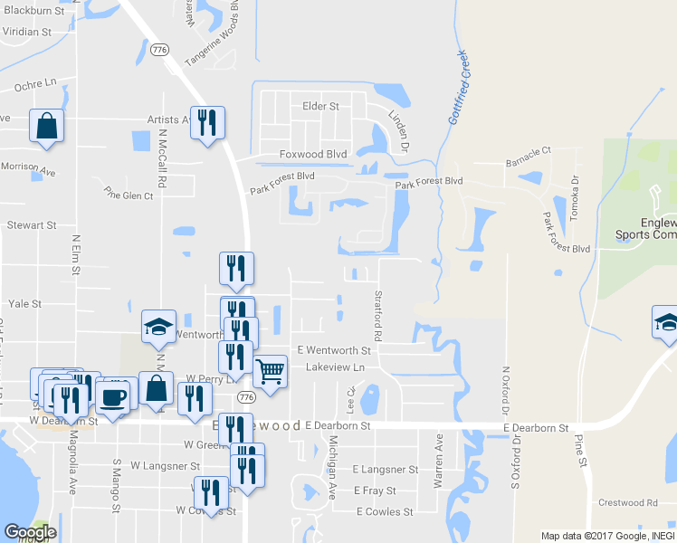 map of restaurants, bars, coffee shops, grocery stores, and more near 285 Brighton Ct in Englewood