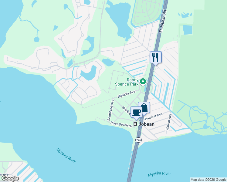 map of restaurants, bars, coffee shops, grocery stores, and more near 4320 Tree Tops Drive in Port Charlotte