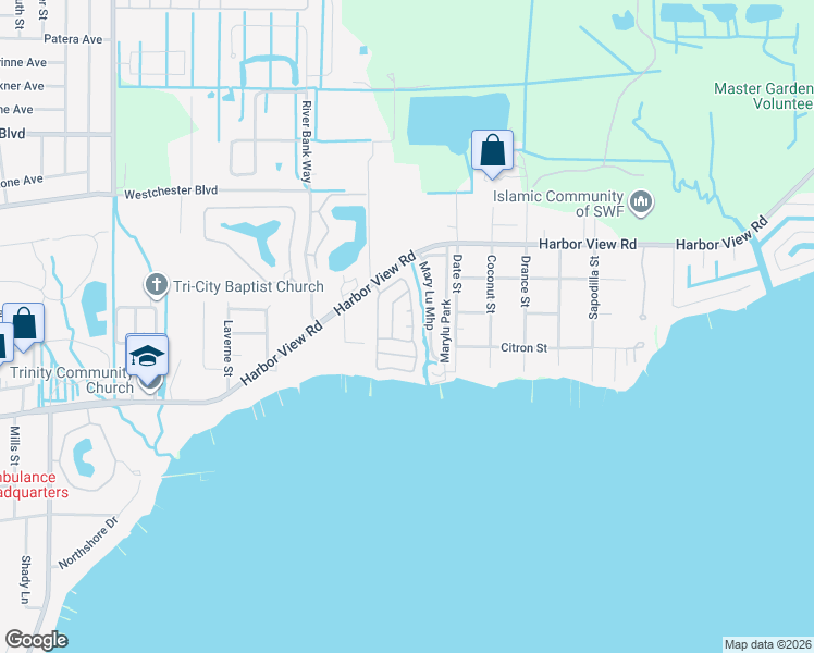 map of restaurants, bars, coffee shops, grocery stores, and more near Harborview Mobile Home Park in Punta Gorda