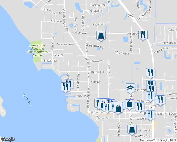 map of restaurants, bars, coffee shops, grocery stores, and more near 400 Old Englewood Road in Englewood