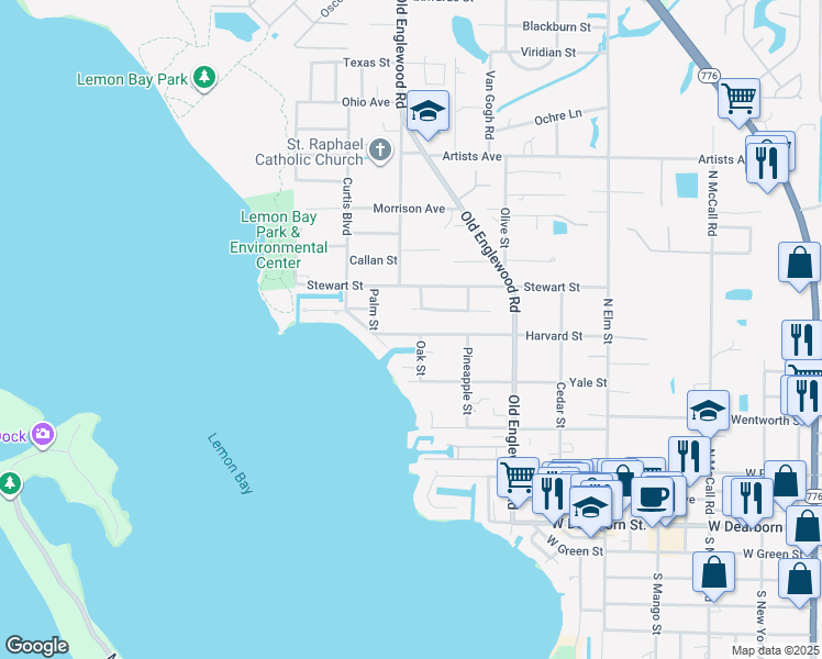 map of restaurants, bars, coffee shops, grocery stores, and more near 865 Harvard Street in Englewood
