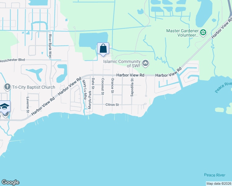 map of restaurants, bars, coffee shops, grocery stores, and more near 1838 Mangoe Street in Port Charlotte