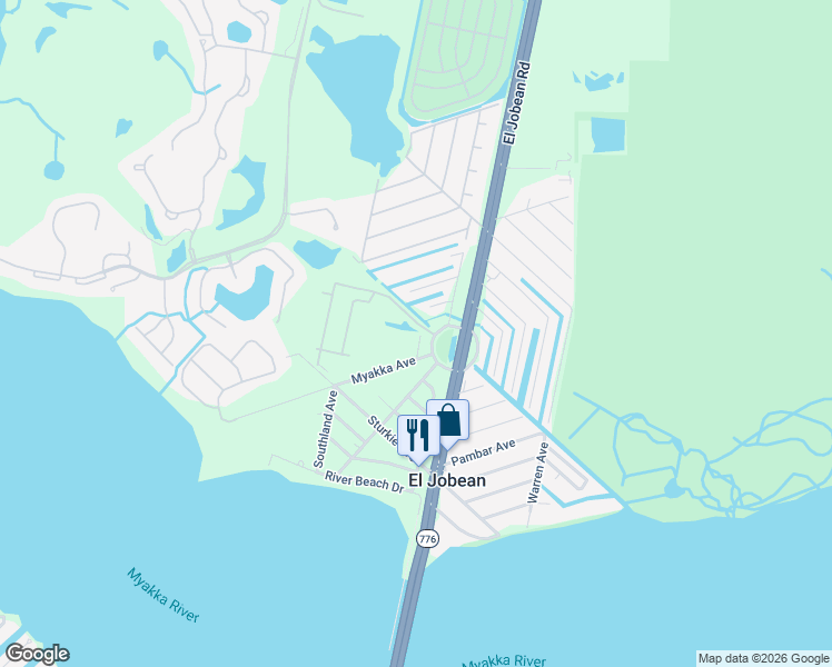 map of restaurants, bars, coffee shops, grocery stores, and more near 4477 Buckwheat Road in Port Charlotte